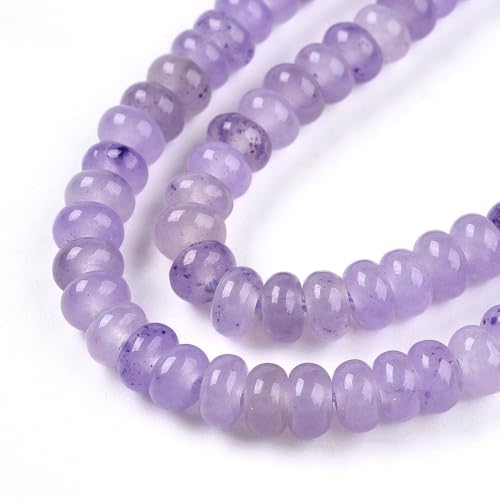 1 Strand Natural White Jade Rondelle Beads Strands Dyed Gemstone Beads Spacers for Jewelry Making Bracelets Necklace DIY Crafts 4.5x2.5~3mm 14.5" About 142~148pcs/strand Medium Purple - color: Medium Purple