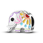 LAZA 925 Sterling Silver Charm for Bracelet Necklace Dangle Love Mom Butterfly Party Charm Beads Pendants DIY Jewelry for Women - color: Colorful Elephants