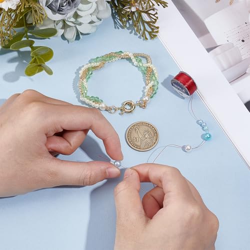 PH PandaHall 50yards Nylon Beading String Thread 0.2mm Thin Red Bracelet Cord Seed Bead Thread Sewing String for Chinese Knot Bracelet Jewelry Leather Stitching Beading Christmas Ornament - style: FireBrick