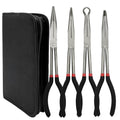 4 Pack 11" Long Nose Pliers Set with Portable Bag, Insulated Grip - Straight Needle Nose, 45/90 Degree Angle Curved & Circle Tools for Wire Bending, Shaping, Trimming - size: 4pcs With Bag