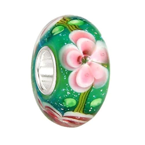Murano Glass Charms Authentic 925 Sterling Silver Charms Core Red Flower Pink Love Heart White Yellow Glass Beads fit Pandora Style Bracelet for Women Wife Anniversary DIY Gift - color: color_92