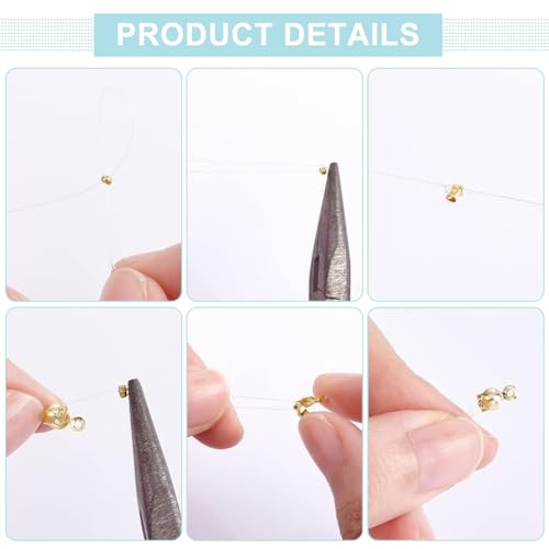 UNICRAFTALE 300Pcs Surgical Stainless Steel Crimp Beads Rondelle Spacer Beads Golden Small Beads Knot Crimp Covers End Tip Metal Beads for DIY Bracelet Jewelry Making 1mm Hole
