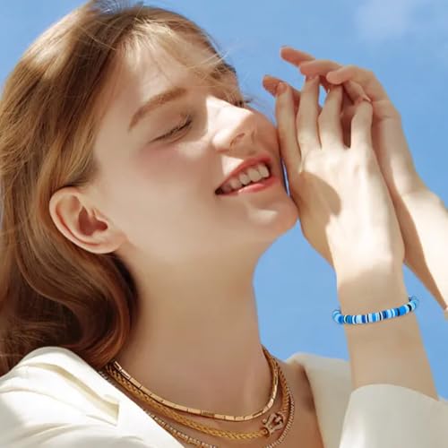 SUNNYCLUE 1 Box 3500pcs 5 Colors 6mm Blue Clay Beads Clay Heishi Beads Christnas Winter Blue Flat Round Disc Loose Spacer Heishi Bead for Jewelry Making Supplies Women New Year Party Bracelet Adulting - style: Style 7