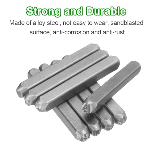 HARFINGTON 36pcs Metal Stamping Kit 1/4" (6mm) Steel Uppercase Letter and Number Punch Set (A-Z / 0-8 / "&" Symbol) Punch Press Tool with Case for Imprinting Metal Plastic Wood Leather - size: 1/4"