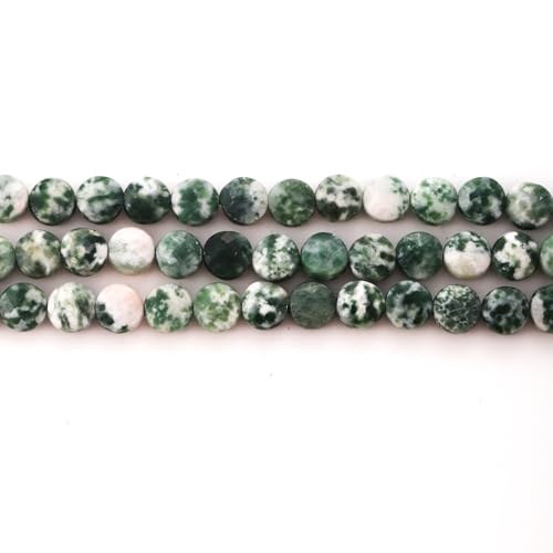 6mm Faceted Natural Green Spot Stone Beads Coin Disc Gemstone Spacer Beads for Jewelry Making DIY Bracelet Necklace - color: Green Spot