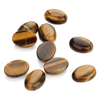 10pcs Yellow Tiger Eye Stone Oval Cabochons Stone Jewelry Round Flat-Back Design No Hole Beads Half Round Charms for Jewelry Making (10x14mm) - size: 10x14mm