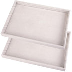 2 Pcs 13.8" x 9.5" Velvet Jewelry Tray Jewelry Display Tray Flat Tray, Stackable Empty Plate Trays for Earrings Necklaces Bracelet Rings Display Showcase - Beige - color: Beige, size: Flat Tray 13.8"x9.5"