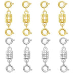 S925 Sterling Silver Magnetic Necklace Clasps and Closures,Magnetic Necklace Clasp for Jewelry Making Supplies (4golden+4silvery) - color: 4golden+4silvery