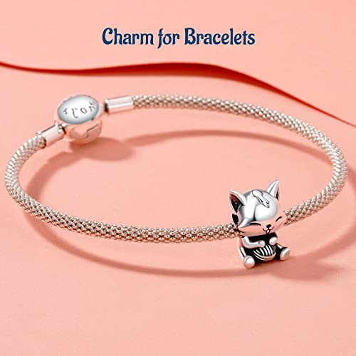 S925 Bead Dangle Charms for Bracelets Necklaces, Compatible with Pandora, Jewelry Making - style: Cats Charm with Wool Ball