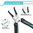 DuraTech 4 PCS Snap Ring Pliers Set, 7 Inch Heavy Duty Internal & External Circlip Pliers Kit with Straight/Bent Jaw, Premium CRV Steel, Precision Spring Loaded C Clip Pliers with Storage Pouch
