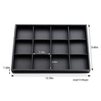 Oirlv Black Leather Jewelry Display Tray 12 Grid Jewelry Drawer Organizer Bracelet Bangle Organizer Independent Storage - style: P01702