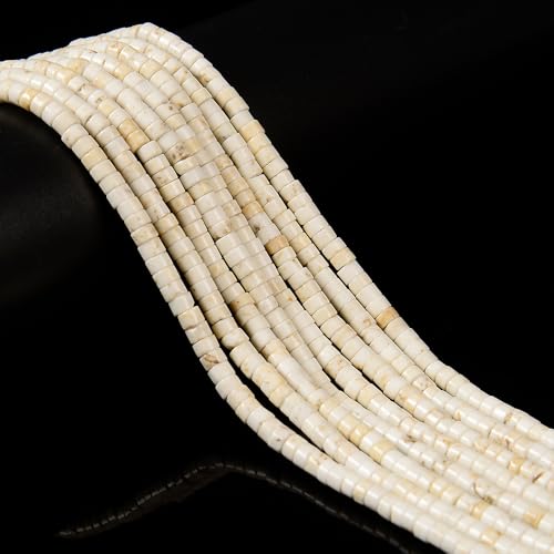 180 Pcs 2x4mm White Turquoise Stone Bead Heishi Rondelle Disc Gemstone DIY Beads for Bracelets Jewelry Making Crafts - color: White Turquoise #4, size: 2x4mm