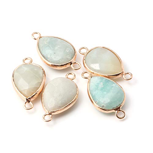 10 Pcs Natural Stone Connectors Faceted Waterdrop Shape Amazonite Stone Pendant Links Charm for Jewelry Making - color: amazonite