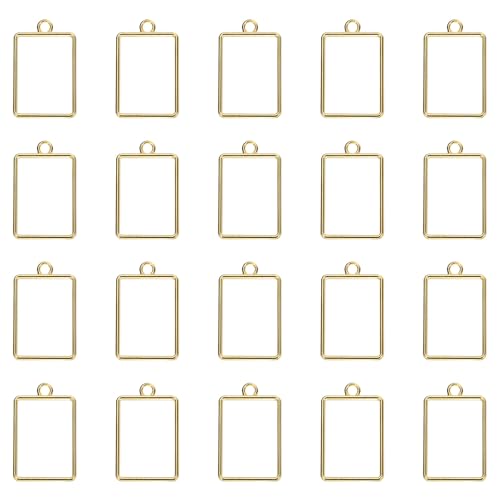uxcell 25Pcs Alloy Open Bezel Pendants, Rectangular Hollow Frame Pendant Geometric Open Back Frame Pendant for Resin Jewelry Making Earrings Necklace Bracelet DIY, Gold Tone - color: Gold Tone, size: 1.32 x 0.83 inch