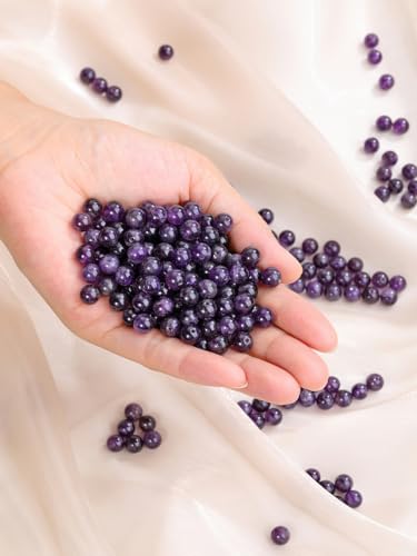 Jovivi 8mm Amethyst Gemstone Beads for Jewelry Making, 96pcs Energy Healing Crystals, Polished Round Smooth Stone Beads - color: Amethyst