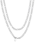 Bandmax Stainless Steel Figaro Chain Necklaces for Men Women, Silver/Gold/Black 4MM/6MM/9MM Flat Italian Style Figaro Link Chains Length 14"-30", Gift Packed - color: 01 4MM-Silver, size: 20 Inch