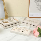9 Set Velvet Jewelry Drawer Organizer Inserts, Stackable Jewelry Organizer Trays with Removable Dividers, Jewelrys Storage Display Tray, for Earring Ring Necklace Watch Bracelet, Beige