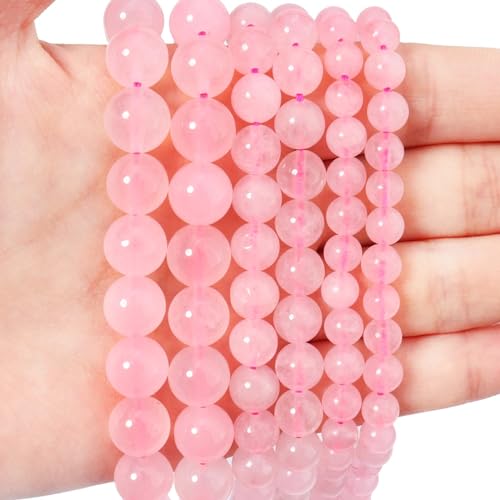 HAAMIIQII 45pcs 8mm Natural Rose Quartz Crystal Beads Round Stone Loose Gemstone Beads for Jewelry Making Strand 15 Inch - color: Rose Quartz, size: 8mm 45pcs