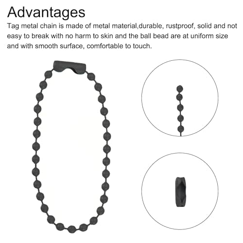 MECCANIXITY Ball Bead Chain Beaded Necklace Chains 5 Inch Adjustable Metal Ball Chains 2.4mm/0.1inch Keychain for Jewelry Making,DIY Craft Projects,Pack of 12(Black) - color: Black