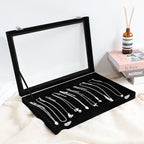 Wudygirl Jewelry Organizer Necklace Organizer Box 20 Hooks Necklaces Holder Display Case Black Velvet Jewelry Organizer with Clear Lid(Black Necklace Tray) - style: Necklace Tray