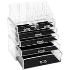 Sea Team 3-Layer Stackable Clear Makeup Organizer with Drawers, Acrylic Plastic Cosmetic Display Case, Jewelry Storage Box for Dresser, Bathroom, Vanity, Countertop (6 Drawers, 1 Lipstick Holder) - size: 6 Drawers, 1 Lipstick Holder