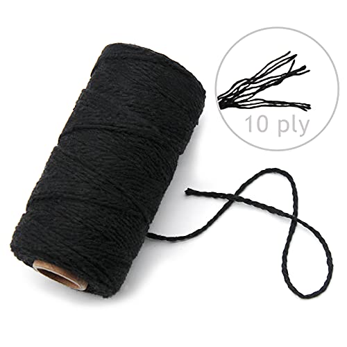 Anvin Cotton Twine - Natural Jute Packing & Wrapping Twines (Black, White) - 984 Feet, 10 Ply, 2mm Thick - Ideal for Bakers, Butchers, Arts & Crafts, Gardening - Pack of 3 - color: Black & White & Jute