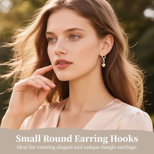 20 Pcs Gold Plated Earring Hooks Small Round Earring Hoops with Loops Jewelry Making Supplies for DIY Dangle Earring Making - color: Gold
