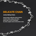 KYUNHOO 13 Feet Stainless Steel Chain for Jewelry Making Silver Moon Star Links Chain Roll with Lobster Clasps and Jump Rings - color: Star Silver
