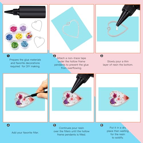 Oubaka 50pcs Open Bezel Pendants Heart Open Frame Pendant Geometric Hollow Bezel Pendants Resin Casting Frame Pendant for Earrings, Necklace, Bracelet, Pressed Flower, DIY Crafts(White K) - color: White K;Heart