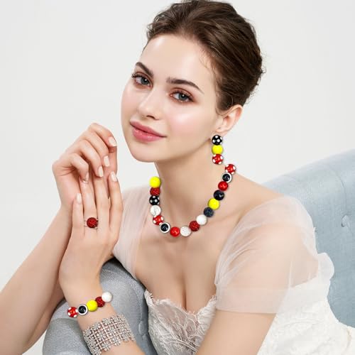 50Pcs Black Red Chunky Bubblegum Beads for Adult DIY Beadable Pens Bracelets Necklaces Pearl Beaded Craft Graduation Jewelry Making - color: Black+Red