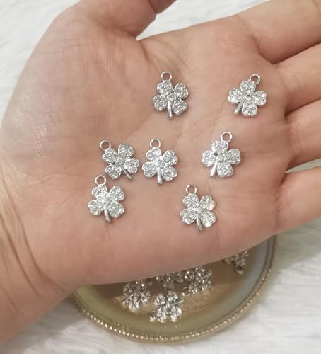 16-Pcs Crystal Jewelry Making Charms Silver Pendant Charm For Women Making Jewelry Crafts Rhinestone Charms - color: Grass