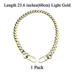 HAHIYO Purse Chain Strap 23.6 inches Light Gold for Shoulder Cross Body Sling Purse Handbag Clutch Replacement Comfortable Flat 0.4' Wide Enough 2.4mm Extra Thick Metal 1 Pack - size: Light Gold 23.6 inches