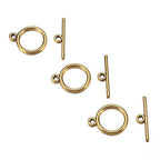Craftdady 20 Sets Antique Gold Round Toggle Clasps Tibetan T Bar Closure Ring End Clasps for Bracelet Necklace Making - color: Antique Golden, 15mm