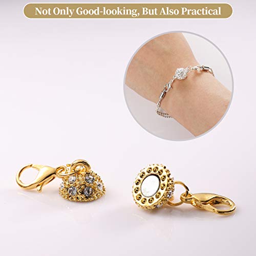 Aiskaer 12 Pcs Gold and Silver Rhinestone Ball Style Magnetic Lobster Clasp for Jewellery Necklace Bracelet
