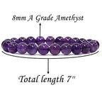 Angelstones Handmade Natural Healing Gemstone 8mm Round Beads Stretch Crystal Bracelet 7 Inch Unisex - color: Amethyst