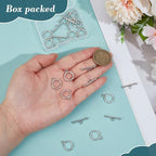 BENECREAT 12 Sets Plating Brass Toggle Clasps, 0.6inch T-Bar Closure Clasp, Closure Connector for Jewelry Making Findings Necklace Bracelet Craft DIY - color: Platinum