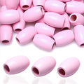 woodeni Large Oval Pink Wooden Beads - 40 Pieces, 30mm x 20mm, Hole 9mm - Ideal for Macrame, Necklaces, Bracelets & Garlands - color: 30x20mm, Pink#40pcs