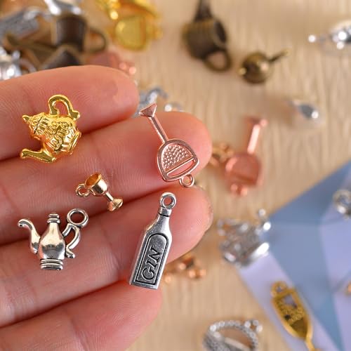 stino Metal Charms for Jewelry Making 100gram, Bulk Tibetan Silver & Gold Plated Trinkets for Earring Necklace Jewelry Making and Findings - color: Bottle Mixed Color