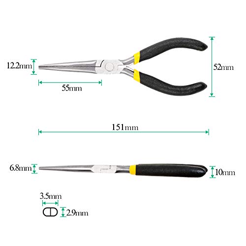 SPEEDWOX Needle Nose Pliers Wire Looping Pliers 6 Inches Mini Pliers with Anti-slip Handles Smooth Tapered Jaws for Hard to Reach Narrow Areas for Jewelry Making Repairing Beading Work Hobby - size: Needle Nose Pliers