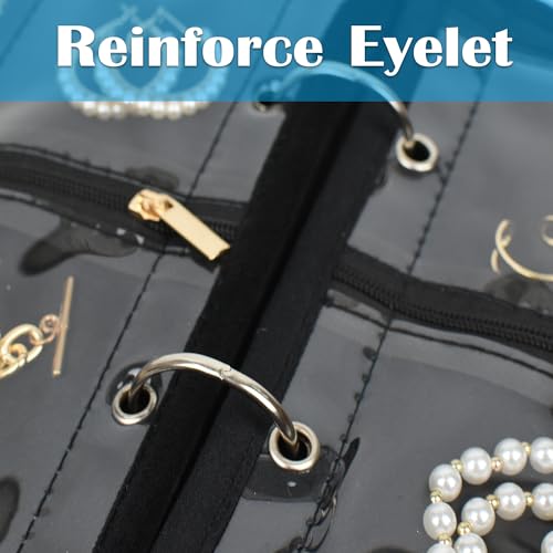 Travel Jewelry Organizer Case,Small Jewelry Bags Jewelry Storage Book Ring Binder with Clear Zipper Velvet Pouch for Traveling (Inner Pages,Black,3 PCS,Large) - color: Inner Pages,Black,3 PCS,Large