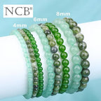 NCB 2.3-Piece 4mm Natural Crystal Gemstone Stretch Bracelets – Handmade Reiki Energy Healing Jewelry for Meditation,Yoga, Unisex - color: 3PCS ( Green Jade+Green Aventurine+Taiwan Jade ), size: 6mm