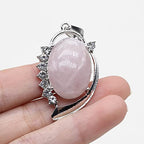 QSLLER 5PCS Natural Opal Rose Quartz Stone Pendant Agate Tiger Eye Stone Healing Crystal Charms for Jewelry Making DIY Necklace Earrings