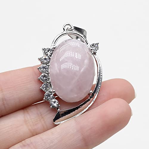 QSLLER 5PCS Natural Opal Rose Quartz Stone Pendant Agate Tiger Eye Stone Healing Crystal Charms for Jewelry Making DIY Necklace Earrings