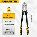 GRENPRO 18" Bolt Cutter, CRV Chrome Vanadium Steel Blade, Yellow & Black Non-Slip Handle for Cutting Chain, Wire, Screw, Rivet - style: 18" Bolt Cutter