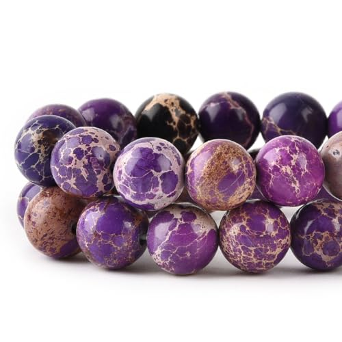 4mm Purple Sea Sediment Imperial Jasper Round Gemstone Natural Stone Loose Beads for Jewelry Making Design Crafts 90 Pcs 15 Inch - color: Purple, size: 4mm