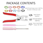 Snap Fasteners Kit - 100 Sets Snaps for Fabric Metal Snaps Buttons 9.5mm with Fastener Pliers Press Tool Kit Came with Flat Tip Screwdriver and awl for DIY Crafts, Clothing Sewing, Hats