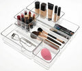 6 PCS Clear Plastic Drawer Organizer Set, 2 Sizes Acrylic Drawer Storage Trays Non Slip Storage Bins for Makeup, Jewelry, Gadgets for Kitchen, Bedroom, Bathroom, Office - style: 6 PCS with 2 sizes