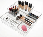 6 PCS Clear Plastic Drawer Organizer Set, 2 Sizes Acrylic Drawer Storage Trays Non Slip Storage Bins for Makeup, Jewelry, Gadgets for Kitchen, Bedroom, Bathroom, Office - style: 6 PCS with 2 sizes