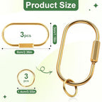 6pcs Gold Brass Key Rings Bulk,Carabiner Keychain Clip for Keys,Key Chain Organizer Holder for Men Women Adult with Screw Lock,Bag Charms for Handbags
