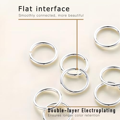 300PCs Silver Jump Rings for Jewelry Making, 4mm 5mm 6mm 7mm, Earring Bracelet Necklace Finding & Supplies (Sterling Silver Plated) - color: Silver